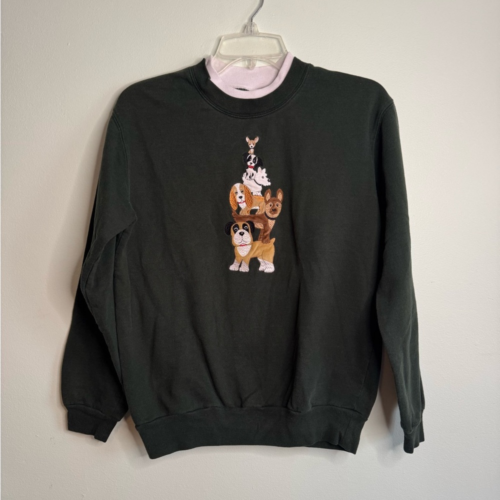 Vintage 90s Dog Embroidered Crewneck (S)